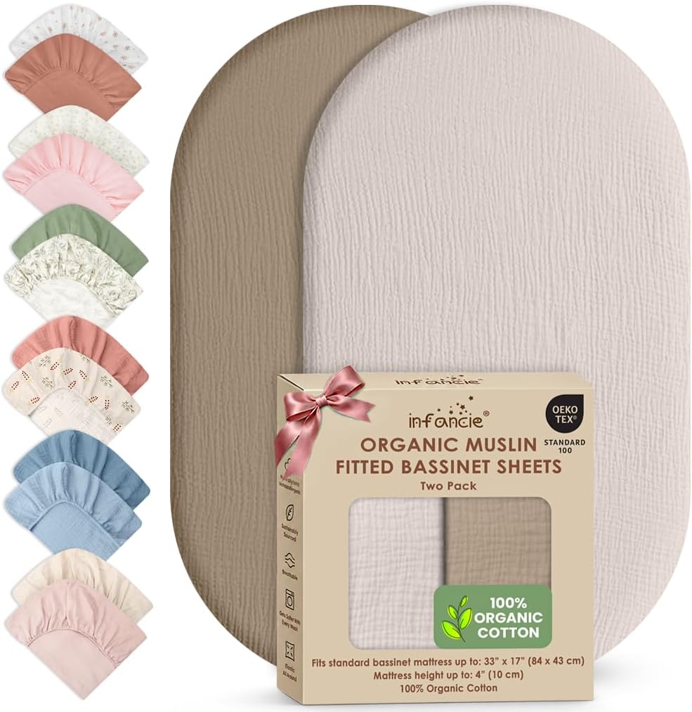 Organic Cotton Muslin Bassinet Sheets (Set of 2)