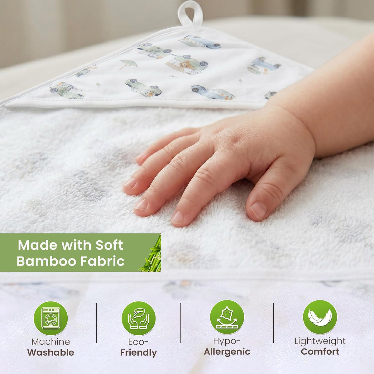 Bamboo Hooded Baby Towels & Washcloths (2 + 2)