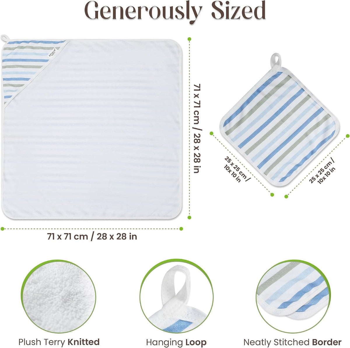 Bamboo Hooded Baby Towels & Washcloths (2 + 2)