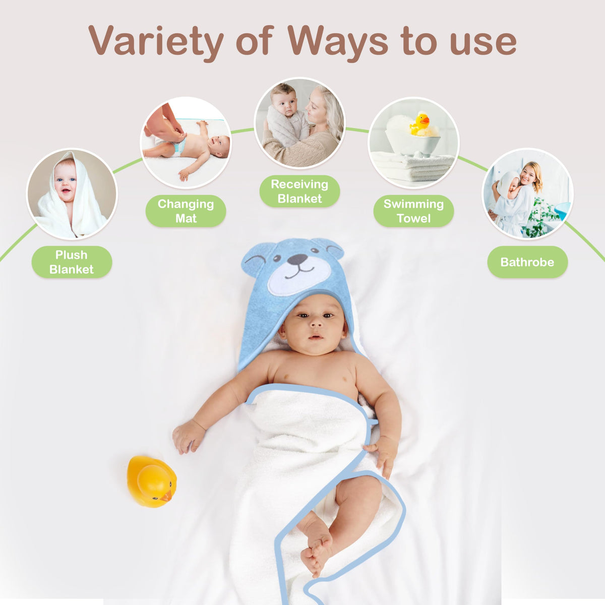 Organic Cotton Animal Hooded Baby Towel - view 7