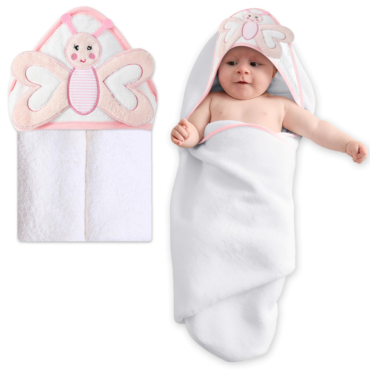 Organic Cotton Animal Hooded Baby Towel in Butterfly