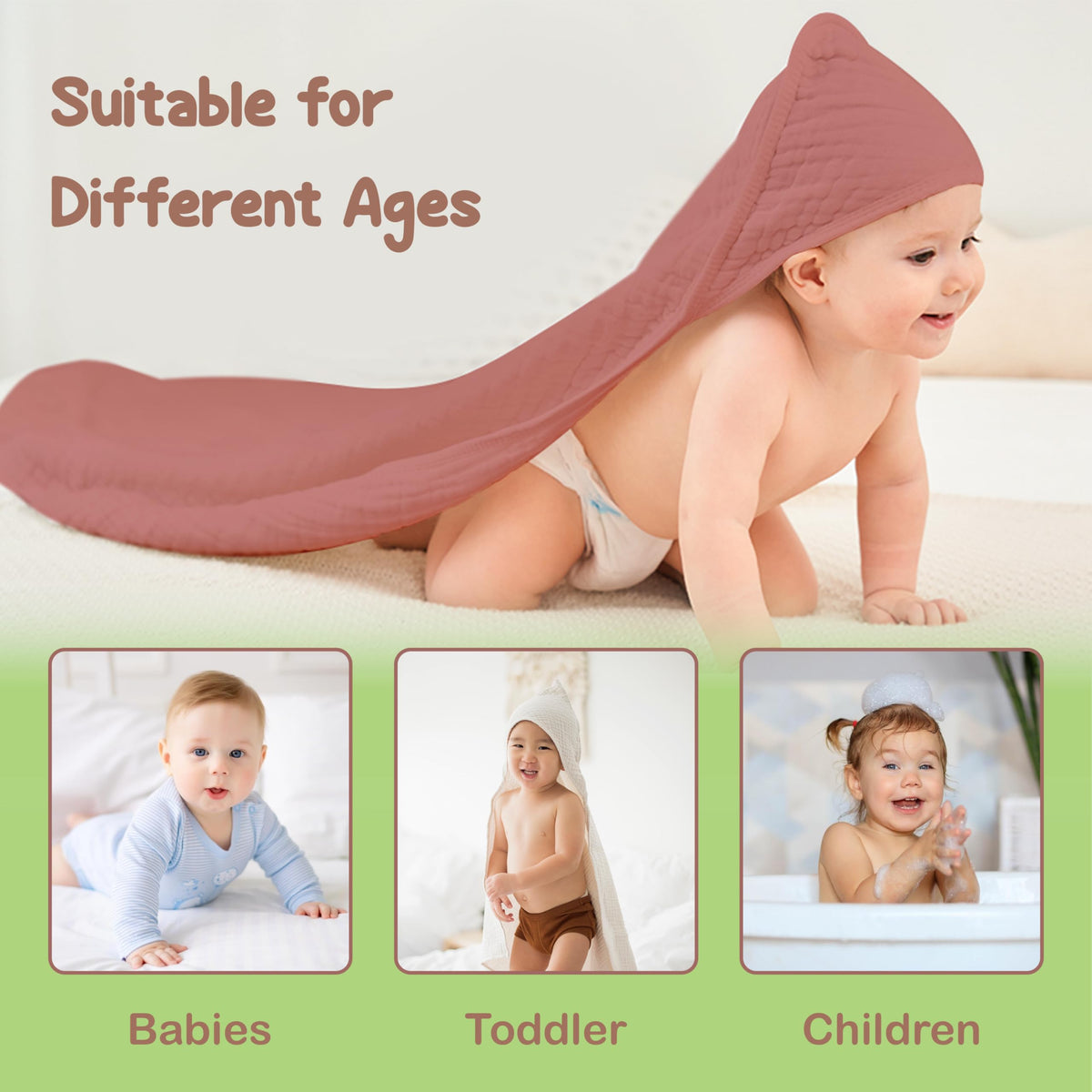 Organic Cotton Muslin Baby Hooded Towels
