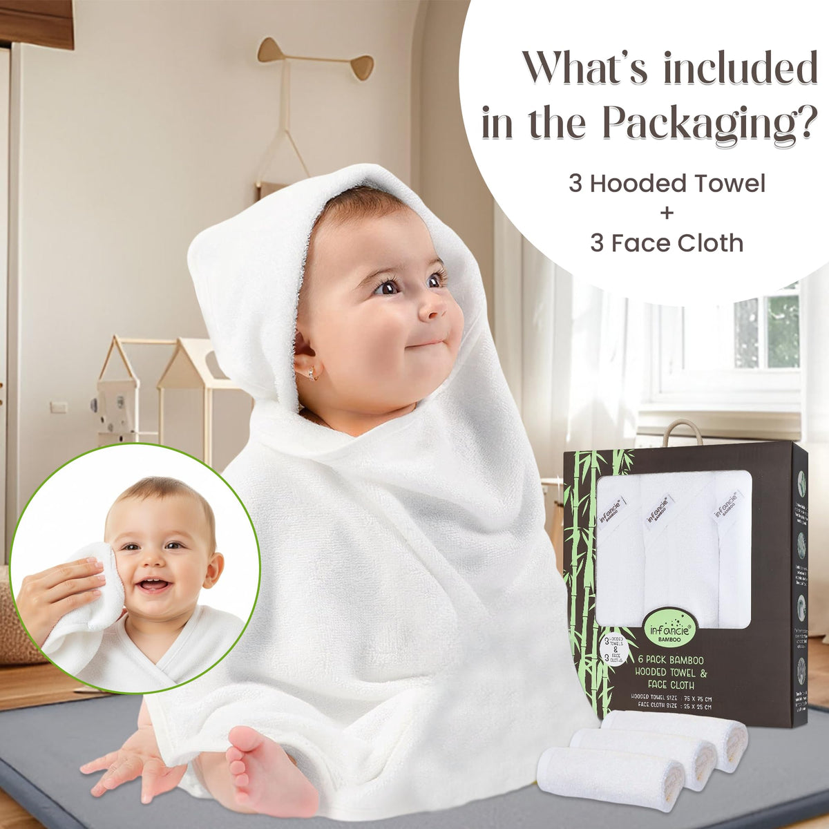 Premium Bamboo Baby Hooded Towel For Infant