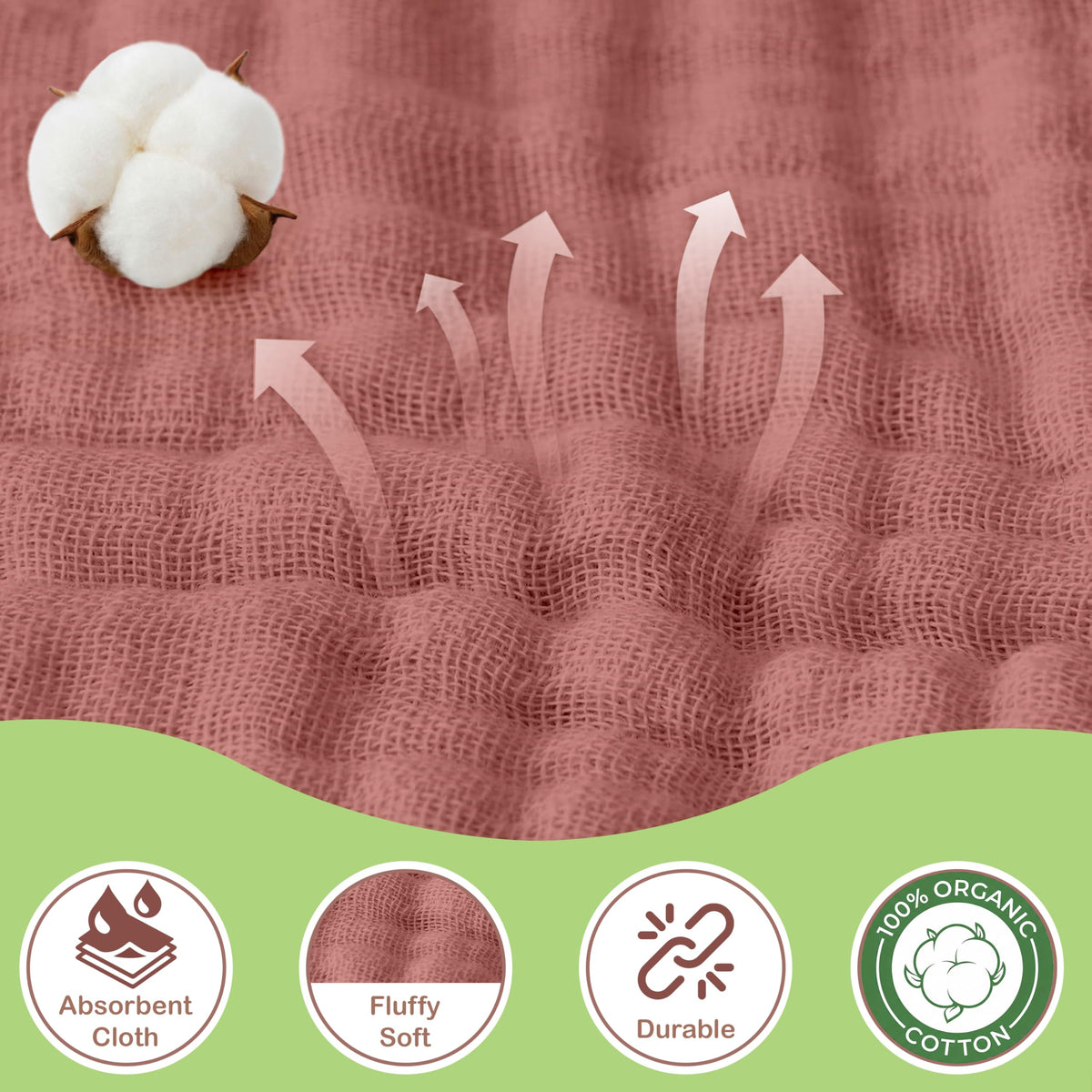 Organic Cotton Muslin Baby Hooded Towels