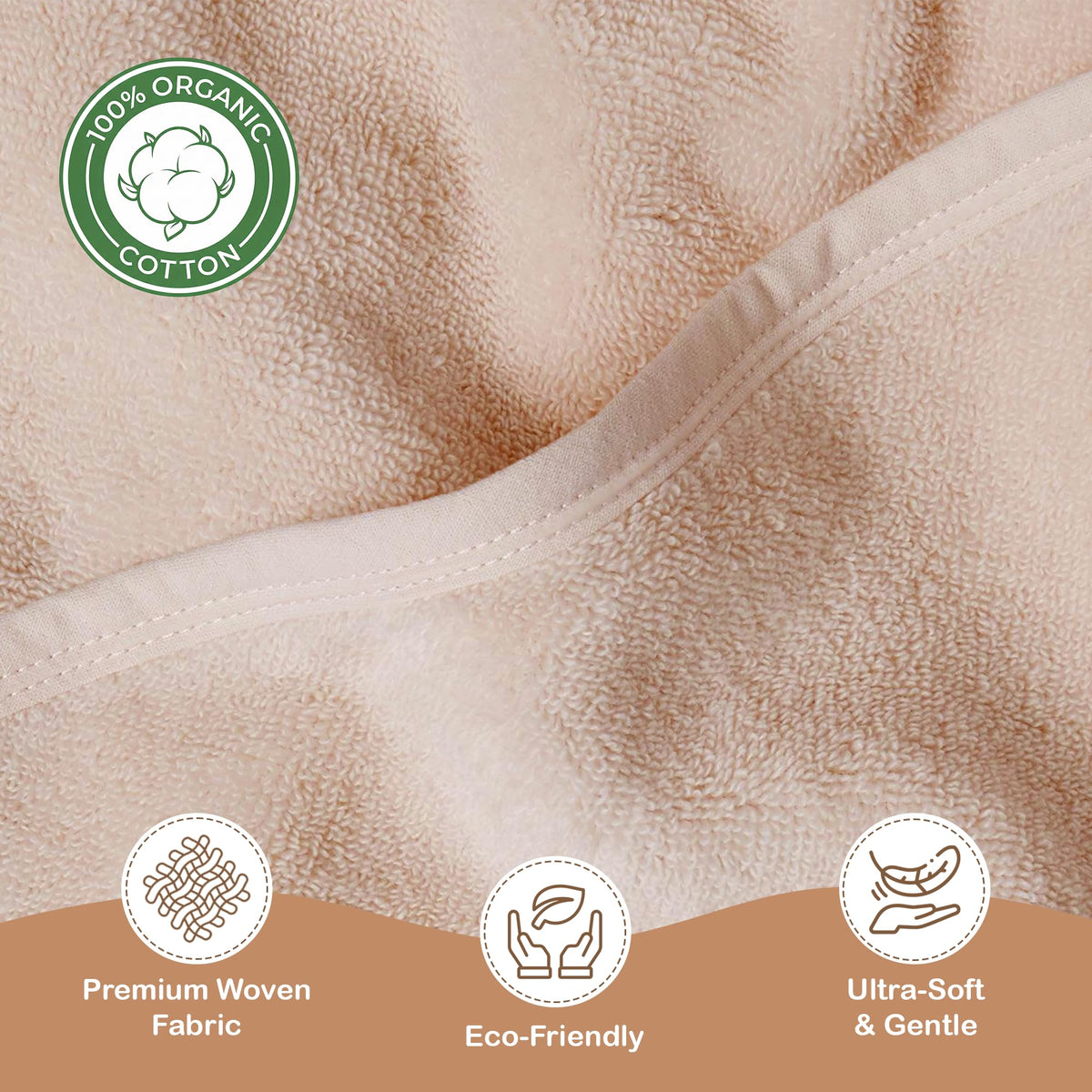 Organic Cotton Low-Twist Woven Hooded Baby Towels