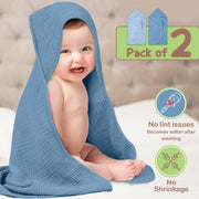 Organic Cotton Muslin Baby Hooded Towels