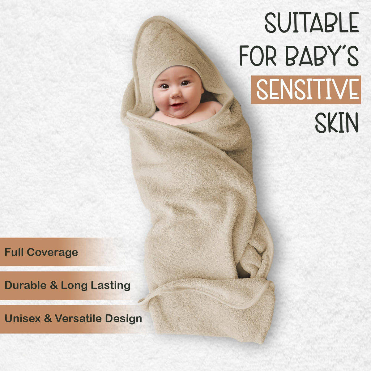Organic Cotton Low-Twist Woven Hooded Baby Towels