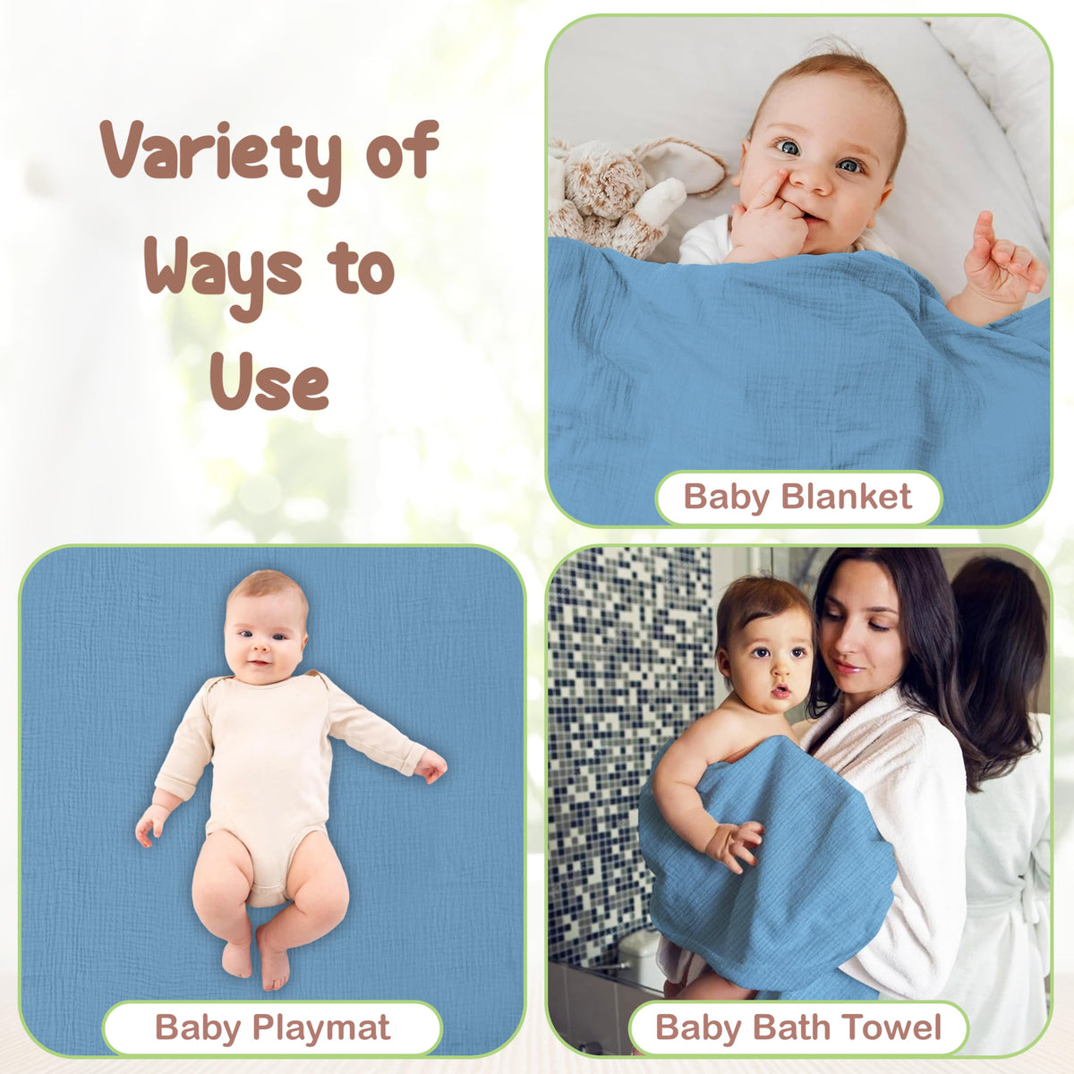 Organic Cotton Muslin Baby Hooded Towels