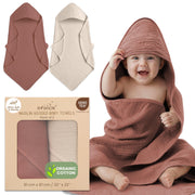 Organic Cotton Muslin Baby Hooded Towels