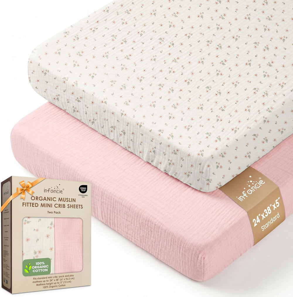 Organic Cotton Muslin Mini Crib Sheets (Set of 2)