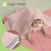 Organic Cotton Muslin Baby Hooded Towels