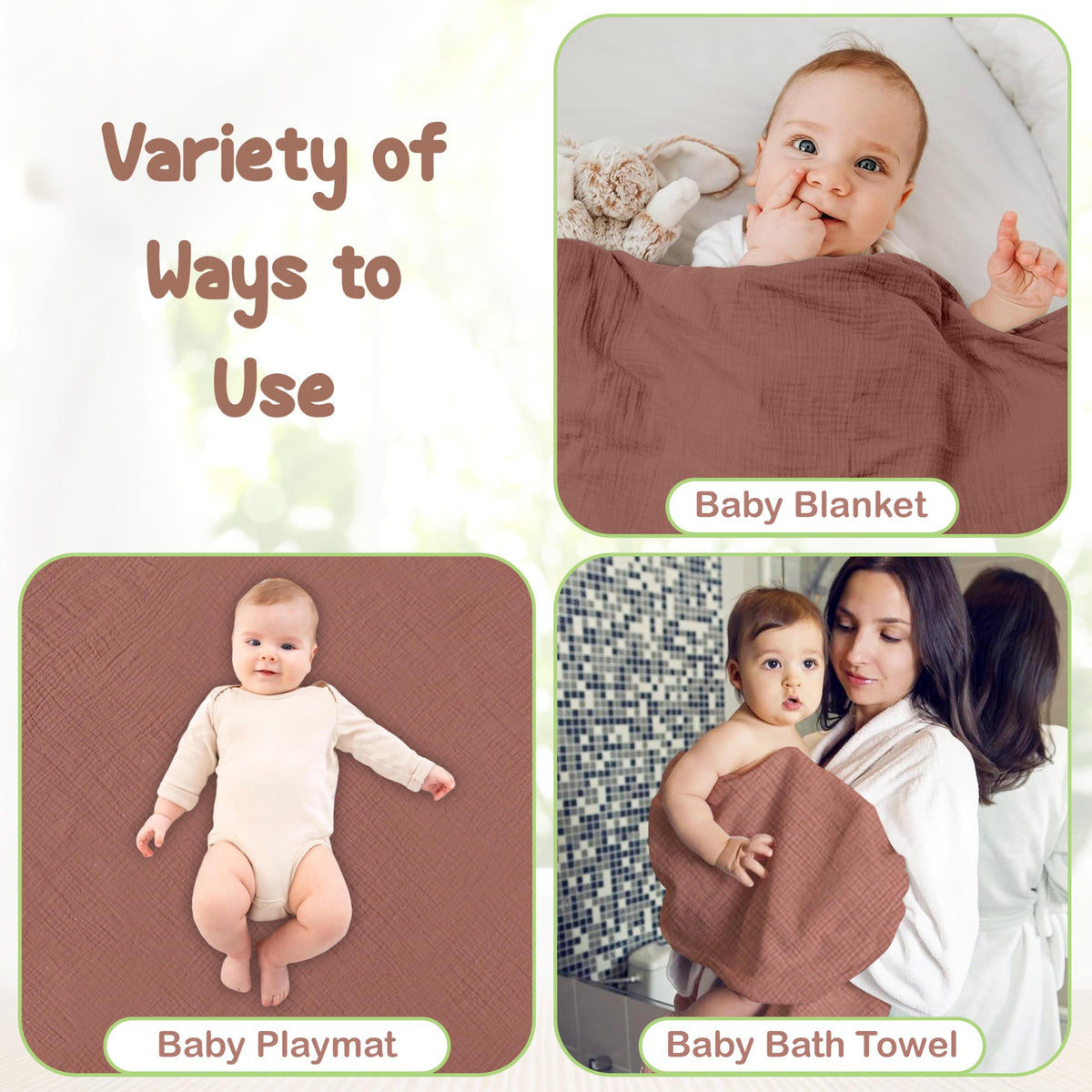 Organic Cotton Muslin Baby Hooded Towels