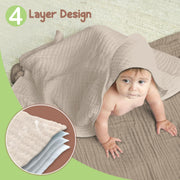 Organic Cotton Muslin Baby Hooded Towels