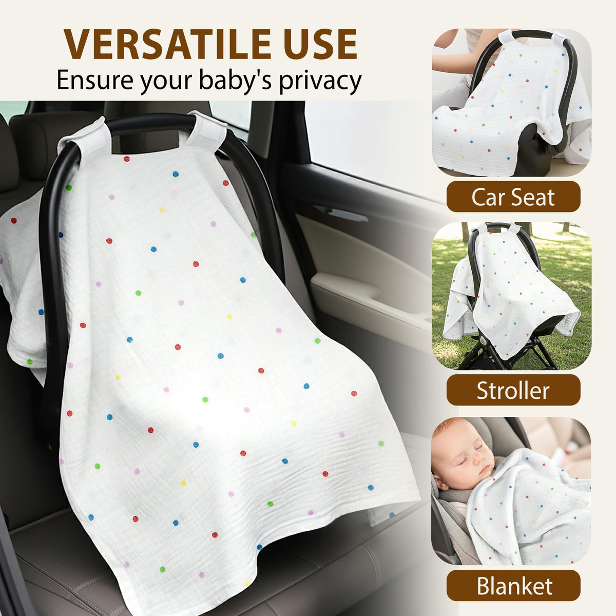 Organic Muslin Cotton Car Seat Cover