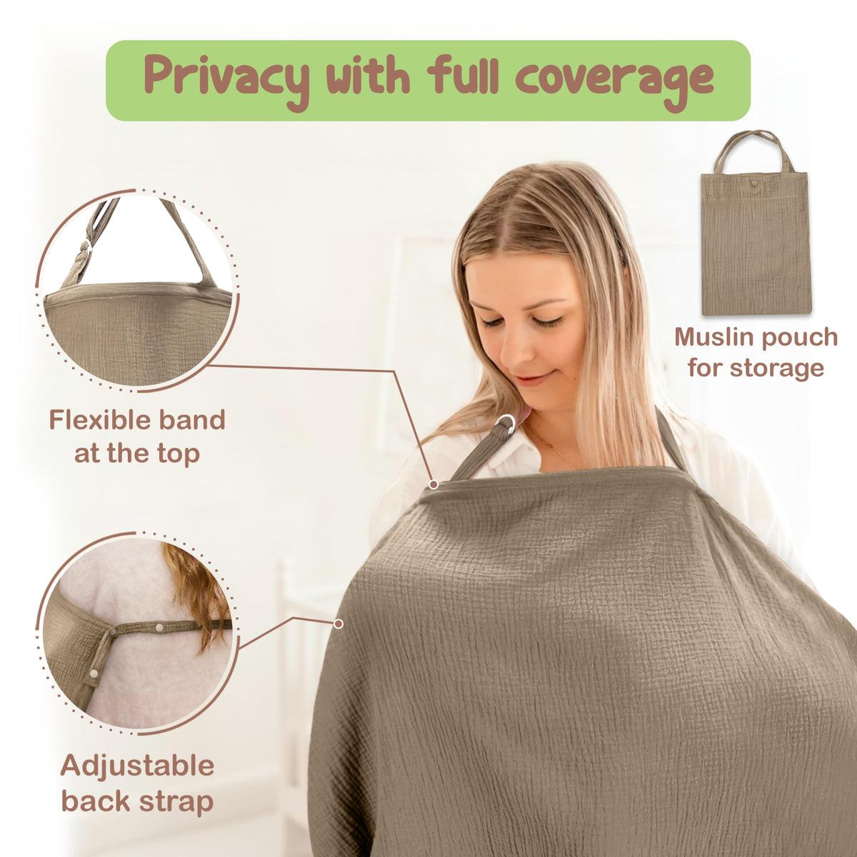 Premium Muslin Nursing Cover for Mothers