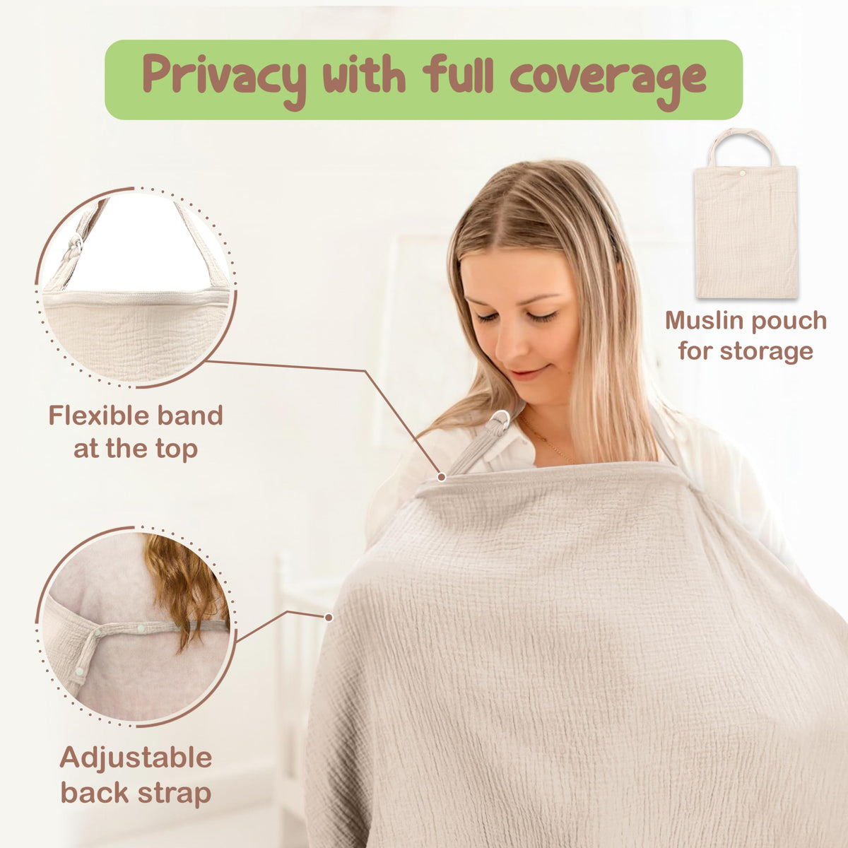 Premium Muslin Nursing Cover for Mothers