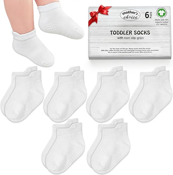 Organic Cotton Baby Ankle Socks in White / 6-12 Months / 6