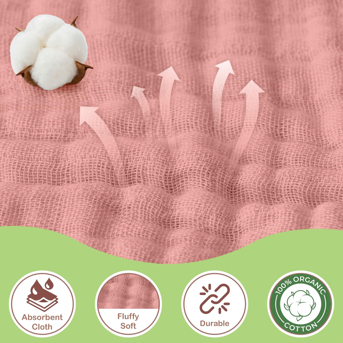 Organic Cotton Muslin Baby Hooded Towels