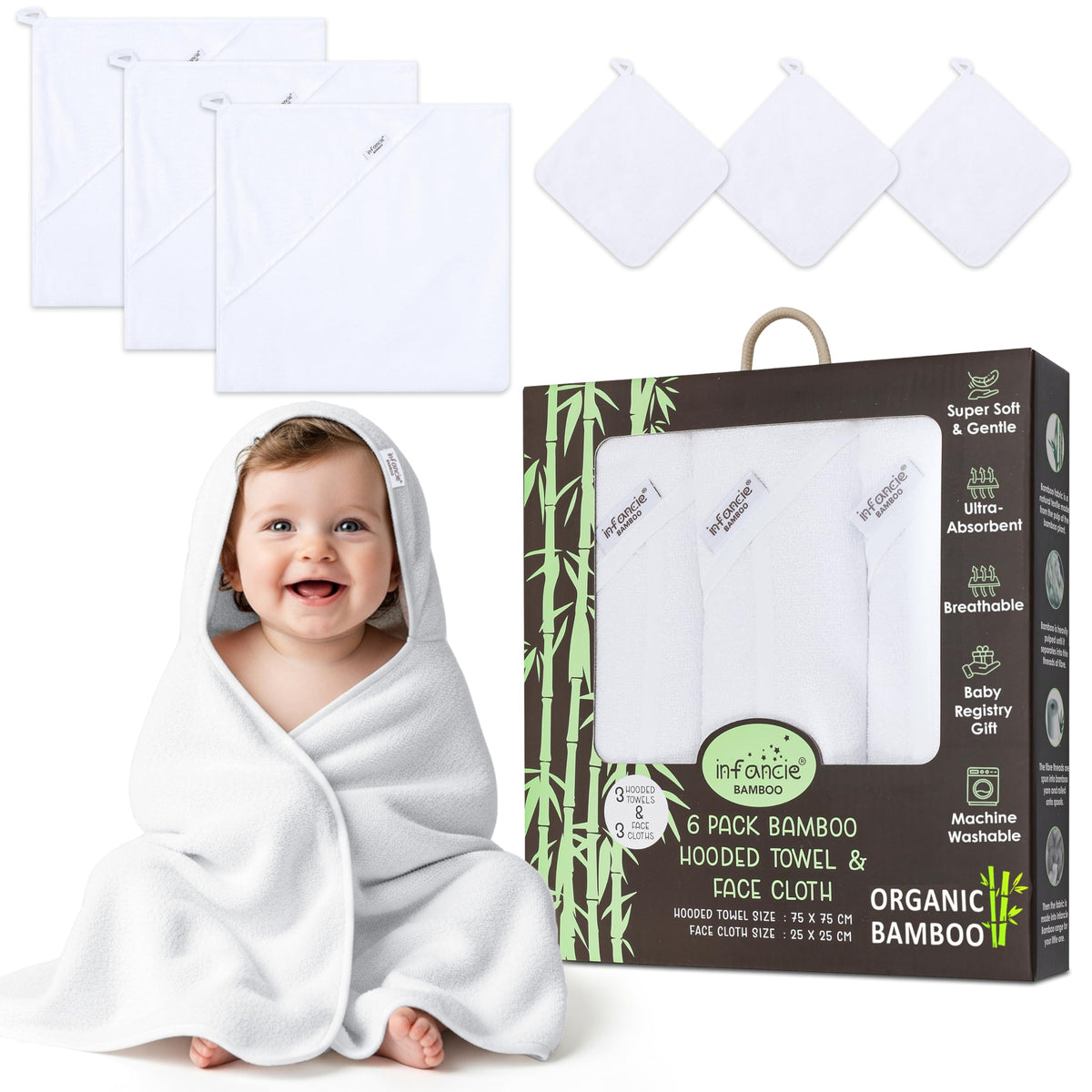 Premium Bamboo Baby Hooded Towel For Infant