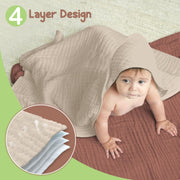 Organic Cotton Muslin Baby Hooded Towels
