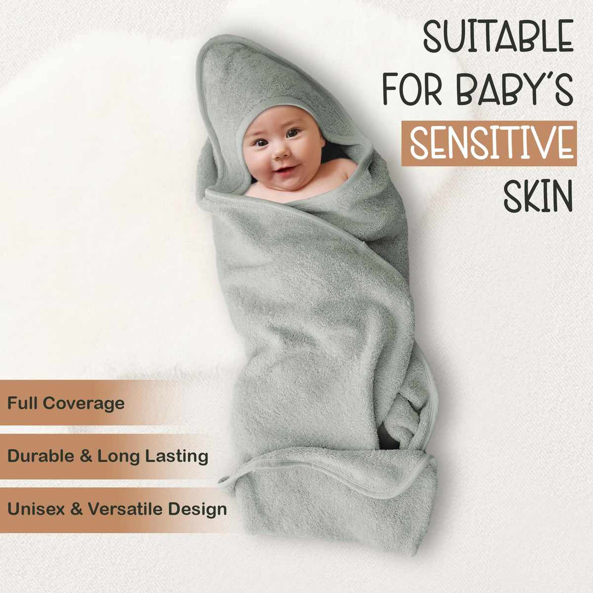 Organic Cotton Low-Twist Woven Hooded Baby Towels