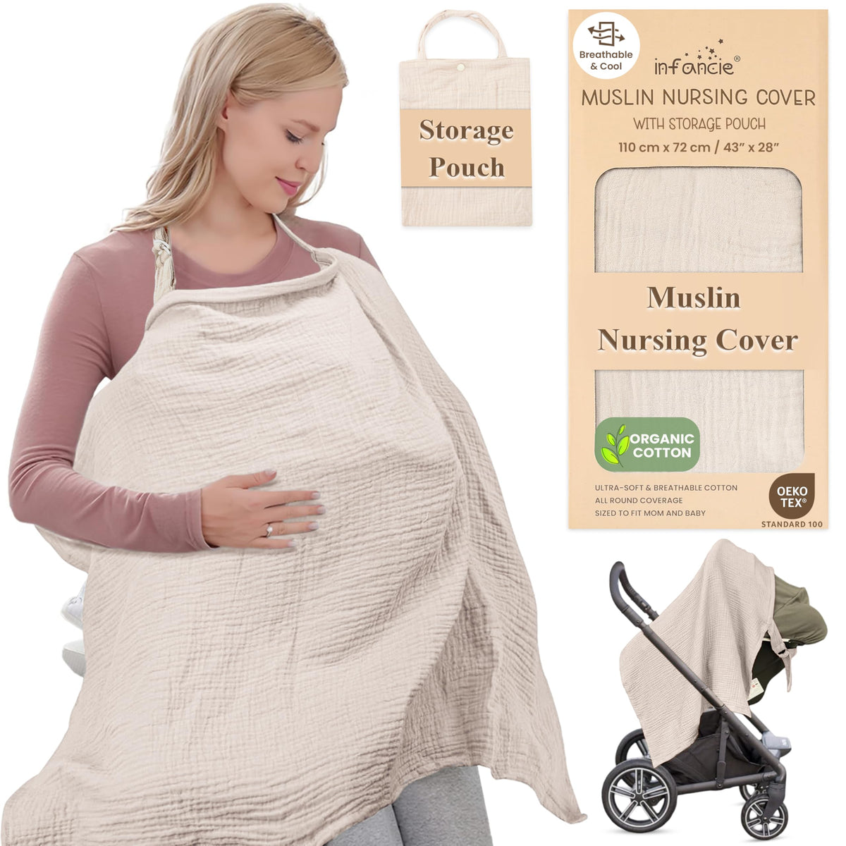 Premium Muslin Nursing Cover for Mothers