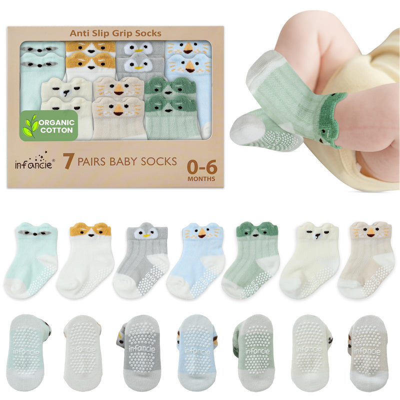 Organic Cotton Baby Socks 0-6 Months Animal Design