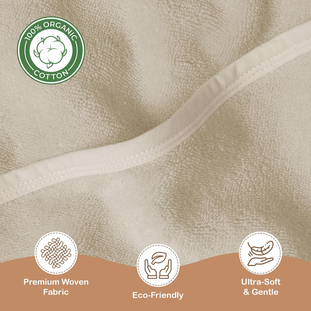 Organic Cotton Low-Twist Woven Hooded Baby Towels