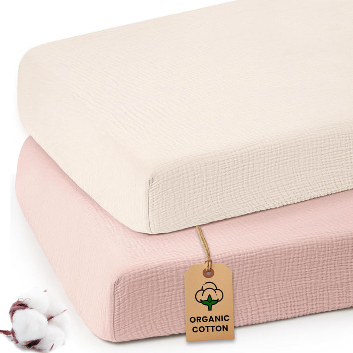 Organic muslin crib sheets, 2-pack
