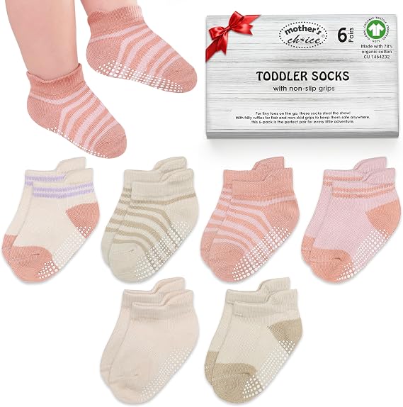 Organic Cotton Baby Ankle Socks in Blush Stripe / 6-12 Months / 6