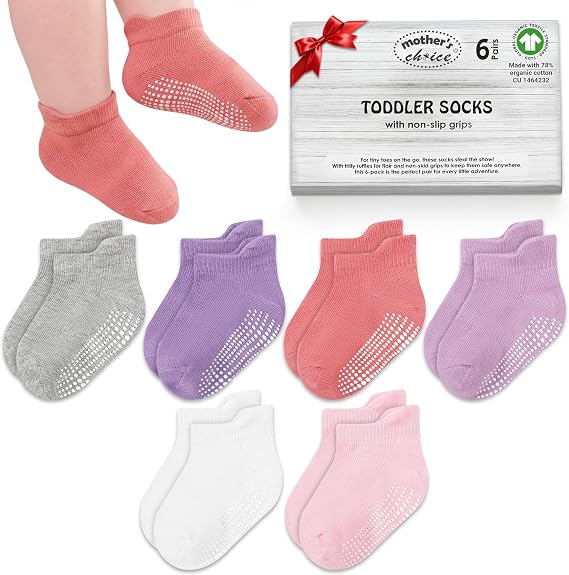 Organic Cotton Baby Ankle Socks in Purple Combo / 6-12 Months / 6