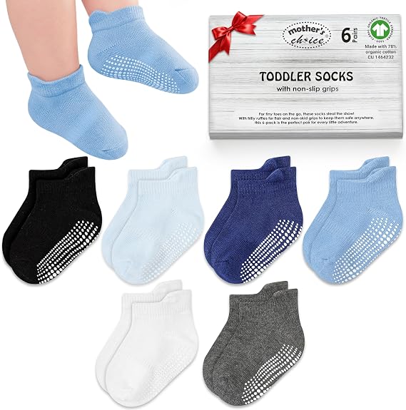 Organic Cotton Baby Ankle Socks in Blue Black Combo / 6-12 Months / 6