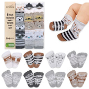 Organic cotton baby grip socks, 8-pack
