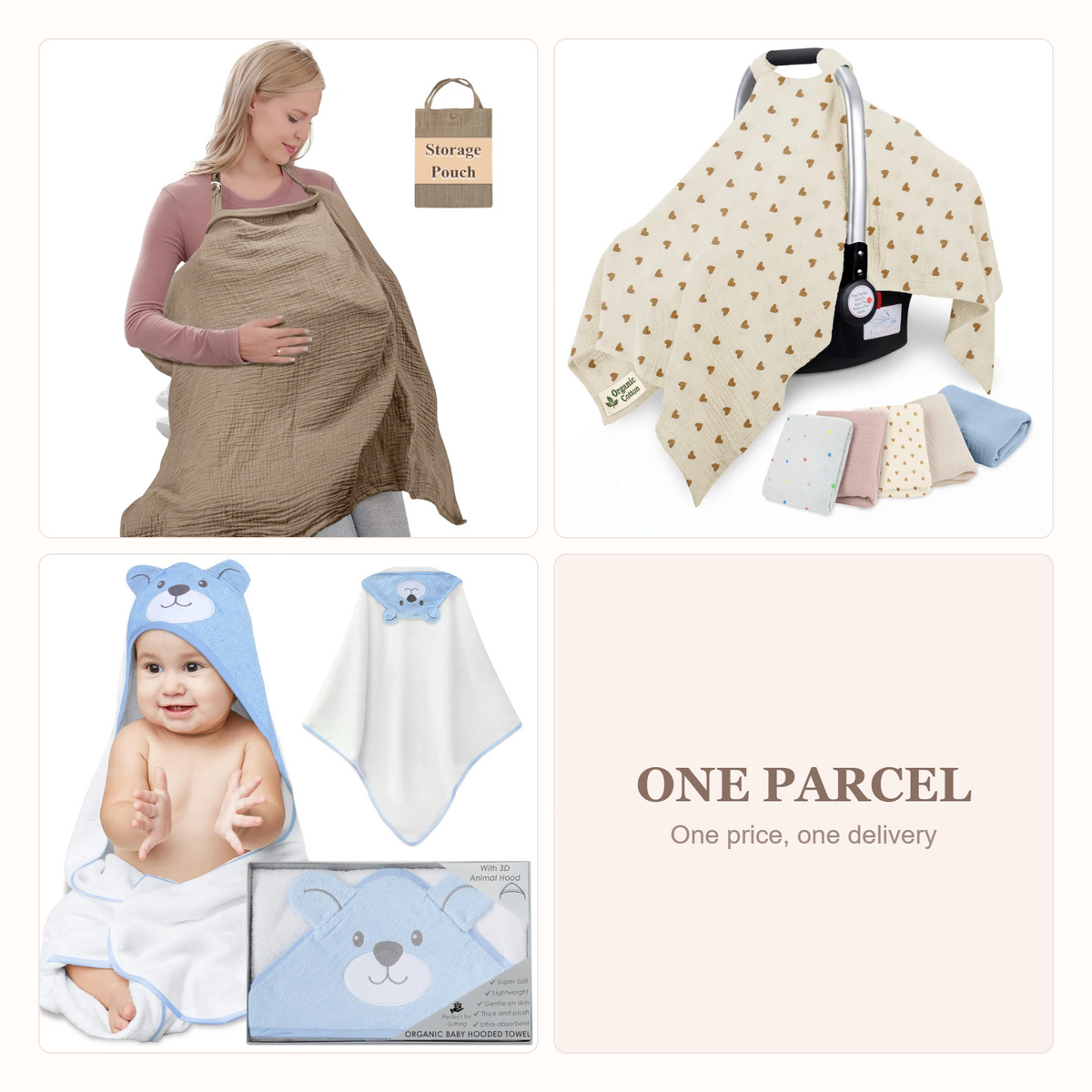 Out & About Trio - Nursing Cover, Car Seat Cover & Hooded Towel